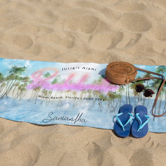 Bachelorette Tropical Palms Neon | Monogram Strandlaken