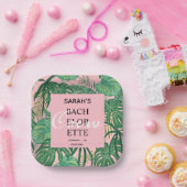 Bachelorette tropisch roze exotische palm papieren bordje (Feest)