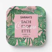 Bachelorette tropisch roze exotische palm papieren bordje (Voorkant)