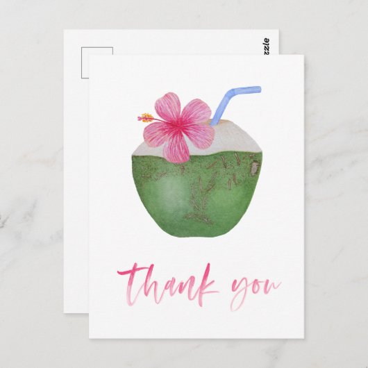 Bachelorette Tropische Kokosnoot Bedankt Briefkaart (Voorkant / Achterkant)