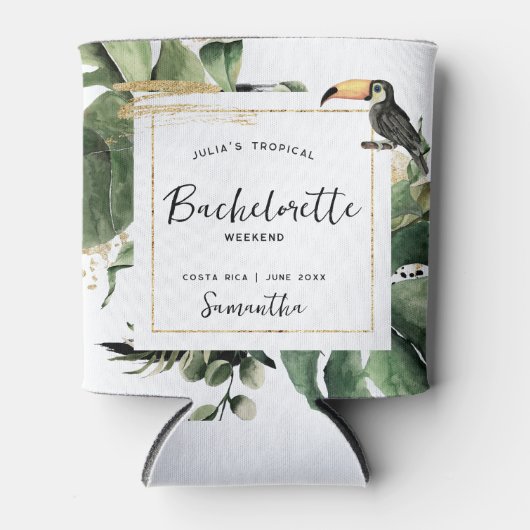 Bachelorette Tropische Palmen | Monogram Blikjeskoeler (Voorkant)