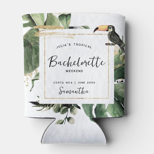 Bachelorette Tropische Palmen | Monogram Blikjeskoeler (Achterkant)