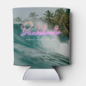 Bachelorette Tropische Palmen Neon | Monogram Blikjeskoeler (Achterkant)