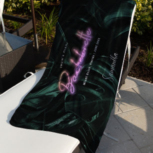 Bachelorette Tropische Palmen Neon Monogram Strandlaken