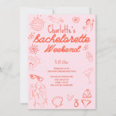 Bachelorette uitnodiging Doodle Beach Party (Voorkant)