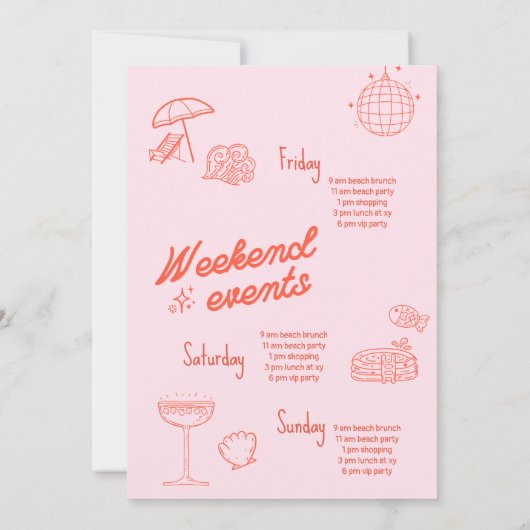 Bachelorette uitnodiging Doodle Beach Party (Achterkant)