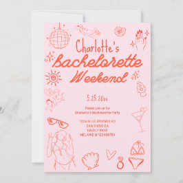 Bachelorette uitnodiging Doodle Beach Party