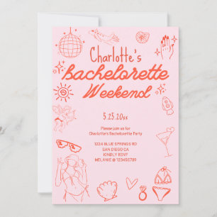 Bachelorette uitnodiging Doodle Beach Party