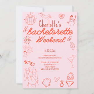 Bachelorette uitnodiging Doodle Beach Party
