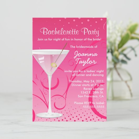 Bachelorette-uitnodiging Kaart (Staand voorkant)