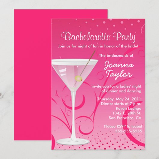 Bachelorette-uitnodiging Kaart (Voorkant / Achterkant)