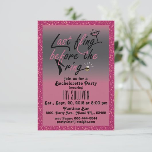 Bachelorette-uitnodiging Kaart (Staand voorkant)