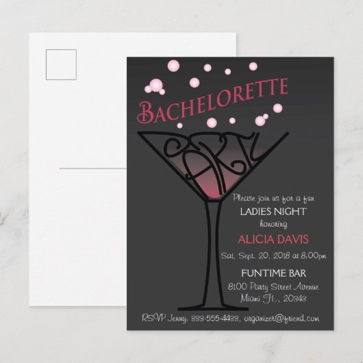 Bachelorette-uitnodiging Uitnodiging Briefkaart (Voorkant / Achterkant)