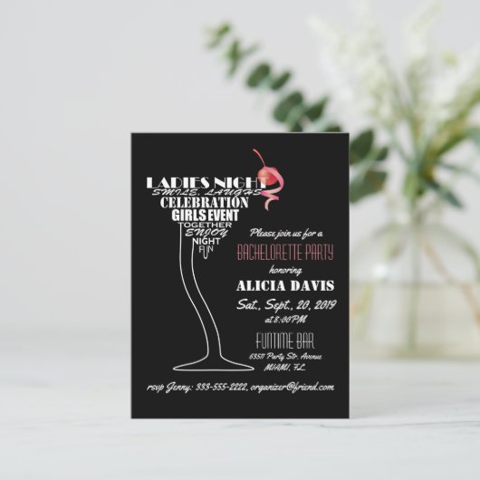 Bachelorette-uitnodiging Uitnodiging Briefkaart (Staand voorkant)