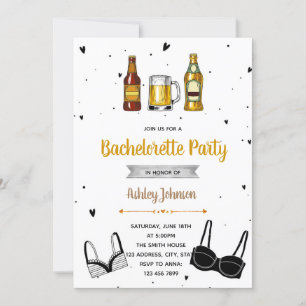 Bachelorette-uitnodiging voor bier en bras kaart