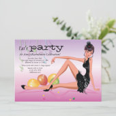 Bachelorette-uitnodiging voor feestelijk meisje kaart (Staand voorkant)