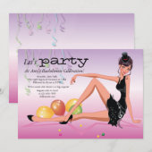 Bachelorette-uitnodiging voor feestelijk meisje kaart (Voorkant / Achterkant)