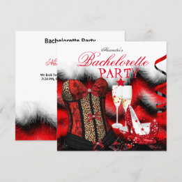 Bachelorette Veer Rode Korset Champagne Hoge Hakke Kaart