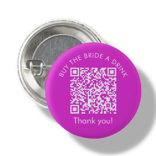 Bachelorette Venmo QR code Koop de Bride A Drink Ronde Button 3,2 Cm