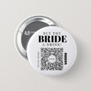 Bachelorette Venmo QR code Koop de Bride A Drink Ronde Button 5,7 Cm
