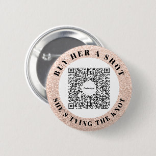 Bachelorette Venmo QR-code Koop De Bruid Een Drank Ronde Button 5,7 Cm