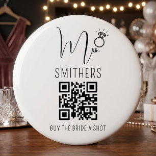 Bachelorette Venmo QR-code Koop de Bruid een drank Ronde Button 7,6 Cm