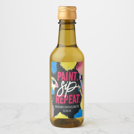 Bachelorette verf- en drinkfeestje krijtbord cadea wijn etiket (Voorkant)