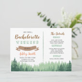 Bachelorette voor bossen van Cabin, met uitnodigin Kaart (Staand voorkant)