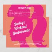 Bachelorette voor partijroze en Oranje weekeinde Kaart (Voorkant / Achterkant)
