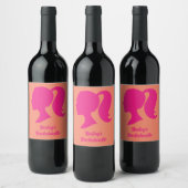 Bachelorette voor partijroze en Oranje Wijn Etiket (Flessen)