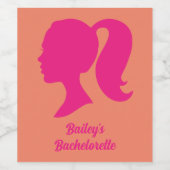 Bachelorette voor partijroze en Oranje Wijn Etiket (Enkel label)