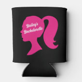 Bachelorette voor partijroze en zwart blikjeskoeler (Achterkant)