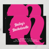 Bachelorette voor partijroze en zwart kaart (Voorkant / Achterkant)