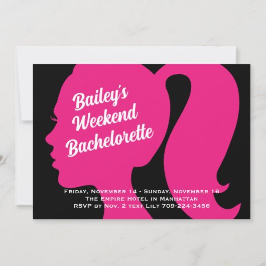 Bachelorette voor partijroze en zwart Weekend Kaart (Voorkant)