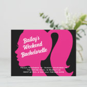 Bachelorette voor partijroze en zwart Weekend Kaart (Staand voorkant)