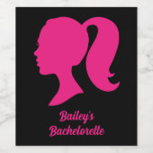 Bachelorette voor partijroze en zwart wijn etiket (Enkel label)