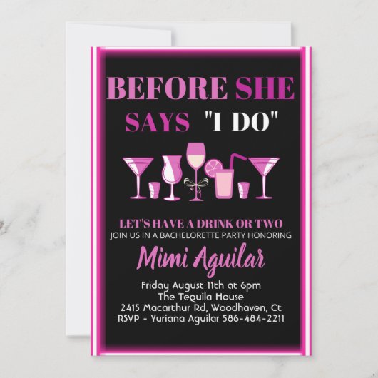 Bachelorette voor ze zegt dat ik een uitnodiging d (Voorkant)