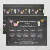 Bachelorette Vrijgezellenfeest Chalk Coral Itinera Programmakaart (Voorkant / Achterkant)