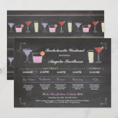 Bachelorette Vrijgezellenfeest Chalk Paars Itinera Programmakaart (Voorkant / Achterkant)
