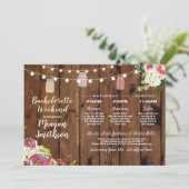 Bachelorette Vrijgezellenfeest Itinerary Jars Wood Programmakaart (Staand voorkant)