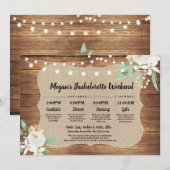 Bachelorette Vrijgezellenfeest Itinerary Wood Whit Programmakaart (Voorkant / Achterkant)