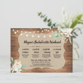 Bachelorette Vrijgezellenfeest Itinerary Wood Whit Programmakaart (Staand voorkant)