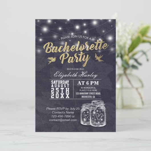 Bachelorette Vrijgezellenfeest Mason Jar String Li Kaart (Staand voorkant)