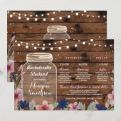 Bachelorette Vrijgezellenfeest Reisroute Jar Wood Kaart (Voorkant / Achterkant)