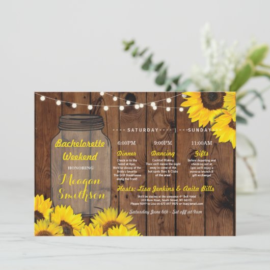 Bachelorette Vrijgezellenfeest Reisschema Jar Zonn Kaart (Staand voorkant)