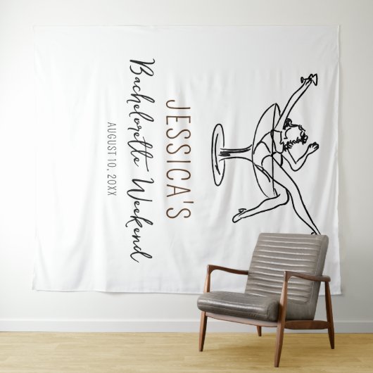 Bachelorette vrouw in glas Achtergrond Fotoprop Wandkleed (In Situ (horizontaal))