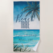 Bachelorette Waterverf Beach Tribe Zeegezicht Strandlaken (Voorkant)