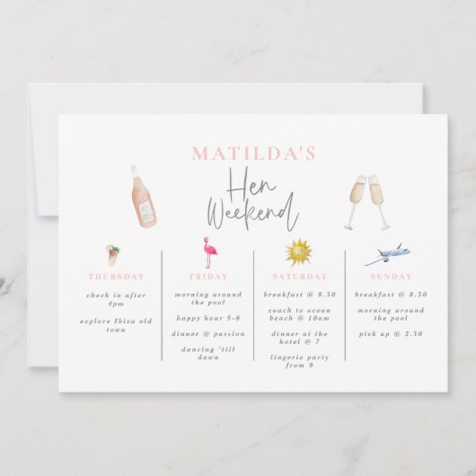 bachelorette waterverf drink uitnodiging (Voorkant)