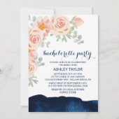 Bachelorette Waterverf Floral Peach & Navy Kaart (Voorkant)