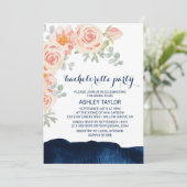 Bachelorette Waterverf Floral Peach & Navy Kaart (Staand voorkant)